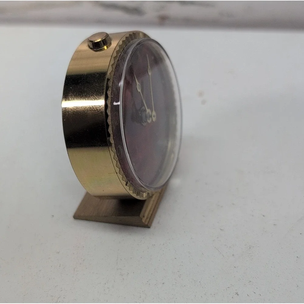 Seth Thomas Wind‎ Up Travel Alarm Clock Folding Case Vintage Gold Tone
